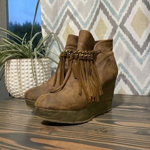 Sbicca Fringe Ankle Bootie